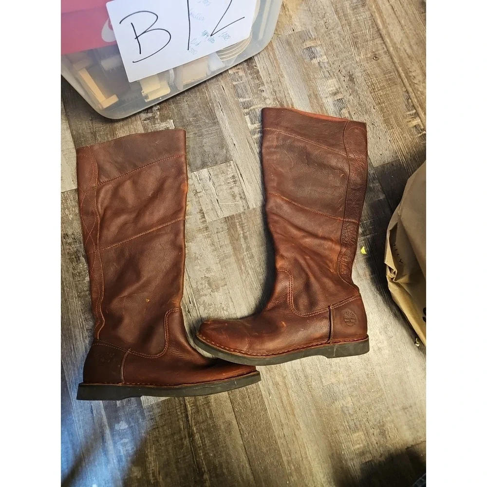 Timberland Earthkeepers Cabot Tall Leather Riding Boots Brown‎ 6.5 Soft